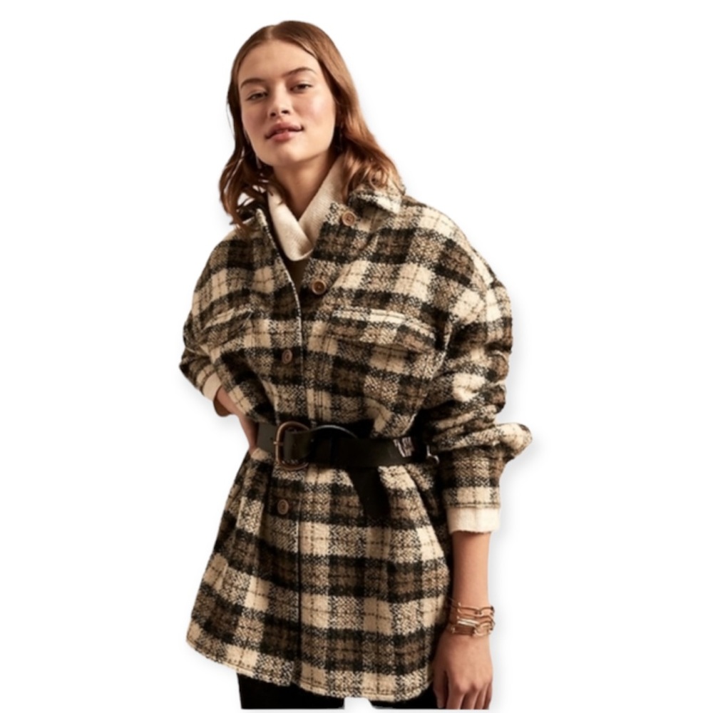 NWT Banana Republic Oversized Boucle Alpaca Blend Shirt Jacket - Picture 3 of 10